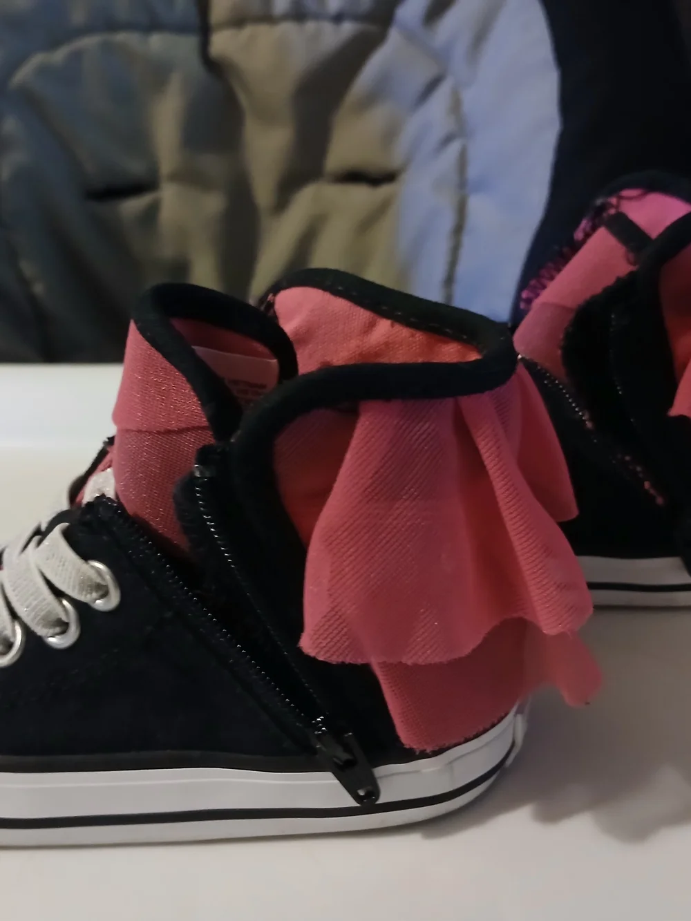 Converse Kids Black and Pink High-Top Sneakers